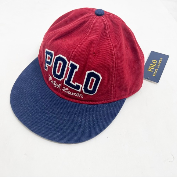 POLO RALPH LAUREN Logo Twill Flat Bill Baseball Ball Cap Hat, WINE, NAVY - Picture 4 of 15